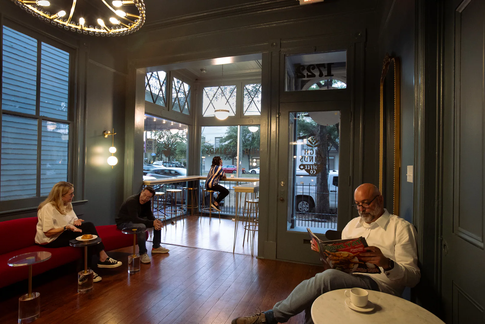 Seating inside the High Grinds New Orleans coffee shop